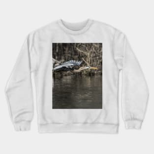 Blue Heron In Flight Crewneck Sweatshirt